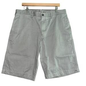 Perry Ellis America Flat Front Casual Cotton Shorts  Mens Size 36 W Gray Preppy